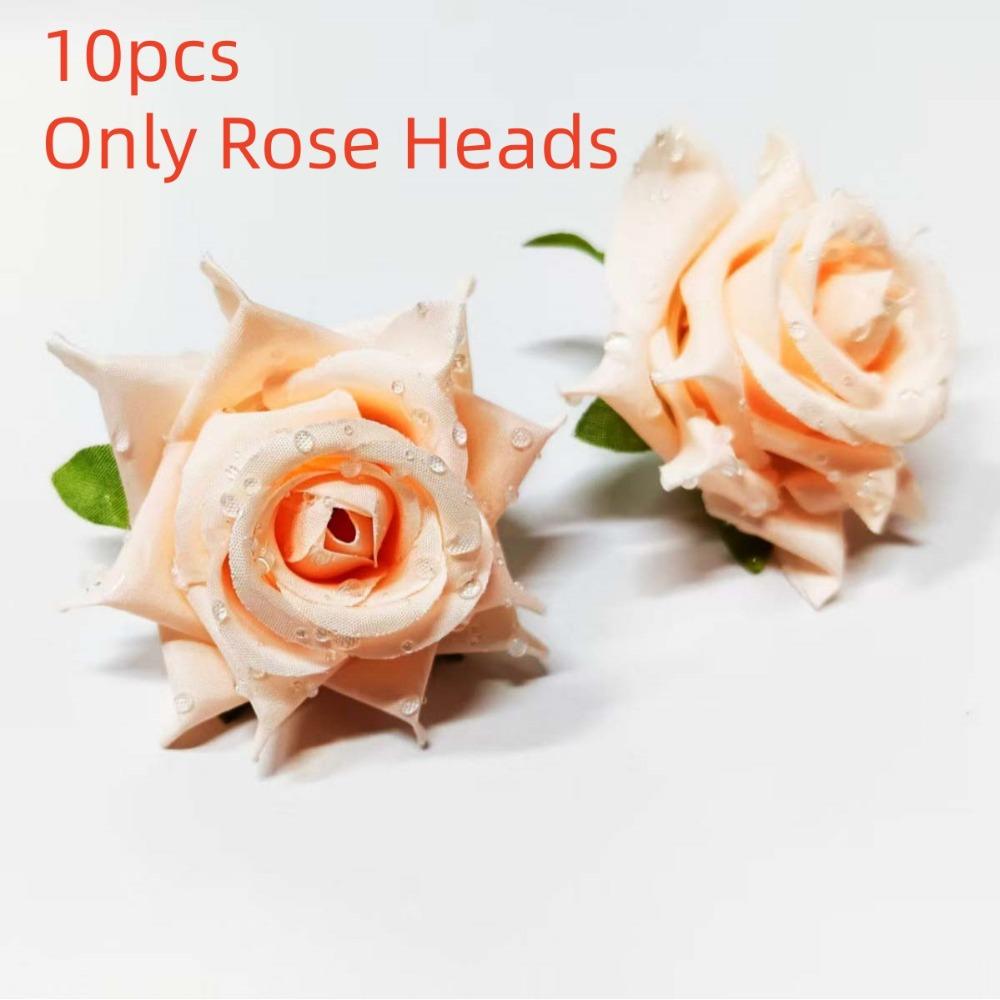 10pcs Pastel Colors Realistic Artificial Rose Heads 3D Elegant Flower Arrangement for Wedding