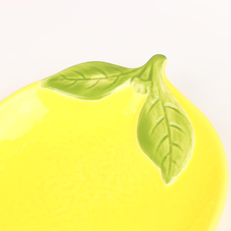 Креативная мультяшная керамическая тарелка в форме лимона, блюдо для салата, семейная тарелка с фруктами, кухонная утварь, аксессуары