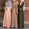 Women Muslim Dresses Solid Color Floor Length Long Sleeve Robes Cardigan Ramadan