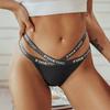 FINETOO 1 Pcs Sexy Cotton Women Thong Panties Underwear Woman Hollow Out Fashion Cross Letter Waist G-string Femme Brief Girls