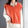 Women's Vest Top Spring Autumn New Outerwear Sweater Solid Color Versatile Fashionable Elegant Sleeveless Knit Vest