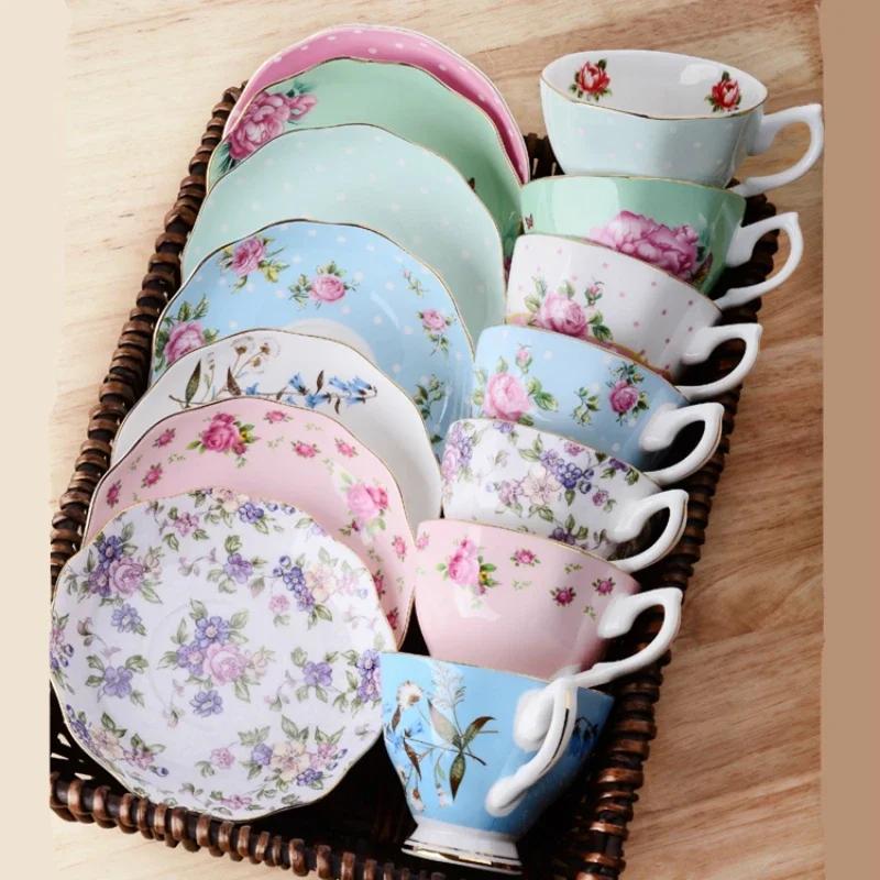 Bone China Coffee Cup Spoon Saucer Set English Afternoon Tea Cup Coffeeware 170ml Porcelain Cup and Saucer for Coffee