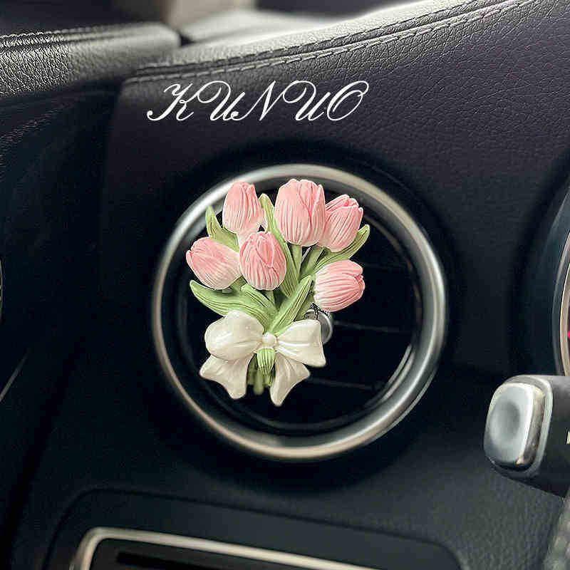 Butterfly Tulip Car Fragrance Diffuser Stone High-End Flower Car Air Vent Decoration Interior Ornament