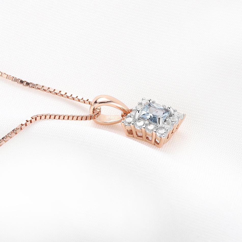 Новое простое квадратное колье из стерлингового серебра 925 пробы с нано-голубым розовым золотом и разделением цветов