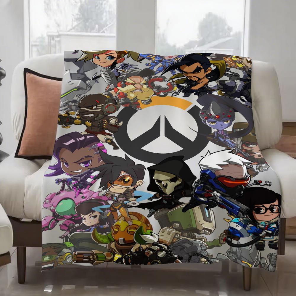 Игровое одеяло O-Overwatch FPS First Person Sports Дизайн Легкое Для общежитий, Дневного сна, Гостиной, Офиса, Дивана, Всесезонное