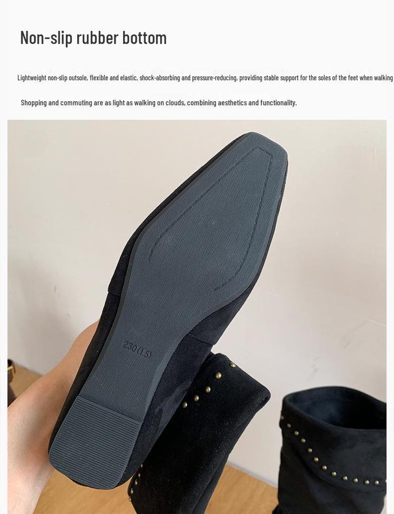 Женские ботильоны из овчины в французском нишевом стиле с острым носком, на танкетке, со сборками, в ковбойском стиле, 2025