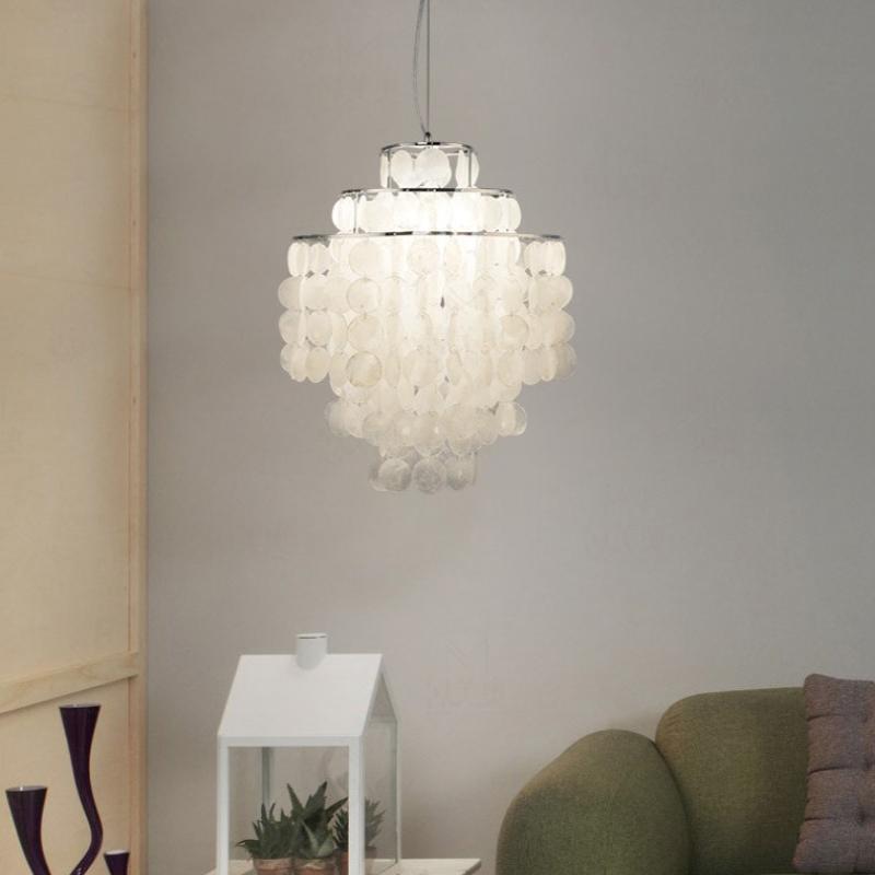 Романтичная светодиодная люстра в форме ракушки, современная простая подвесная лампа, натуральная ракушка, подвесная лампа в виде колокольчика, вилла, ресторан, подвесной светильник