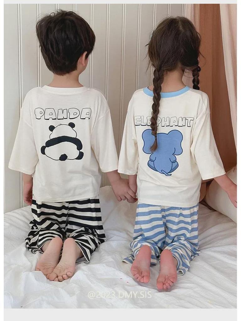 MYSIS Children's Cartoon Modal Pajama Set - 7/9-Point Air-conditioning Pants