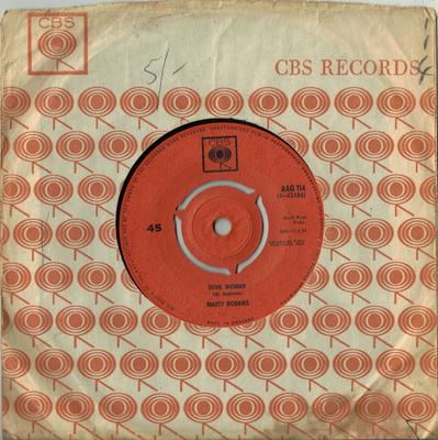 7-дюймовая пластинка МАРТИ РОББИНС - Devil Woman AAG114 CBS 1962 Великобритания Рок Б/У