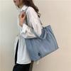 Холщовая сумка большой емкости, женская сумка на плечо, однотонная сумка-тоут