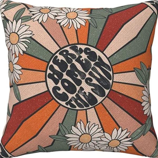 Modern Minimalist INS Rainbow Pillowcase Fresh Printed Linen Cushion Pillowcase Living Room Sofa