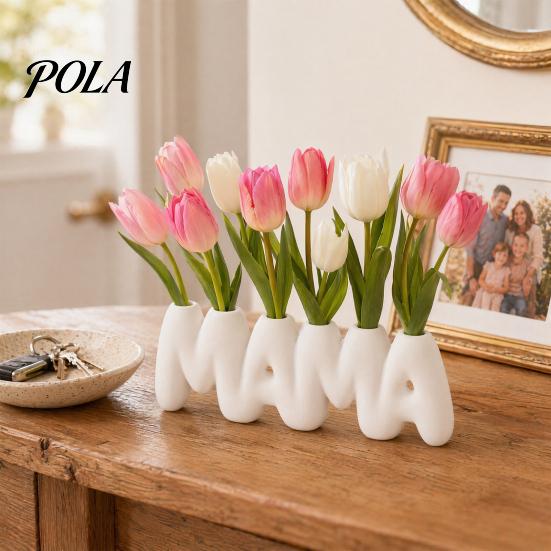 3D-печатная ваза с буквами MAMA, Креативный держатель для цветов ко Дню матери с несколькими отверстиями для вставки, Минималистичный белый настольный декор для спальни, обеденного стола