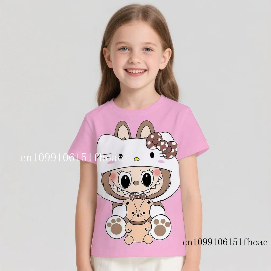 Miniso's Labubu Cute Cartoon Collaboration for Boys Girls Students and Children a Refreshing Fashionable and Versatile T-shirt