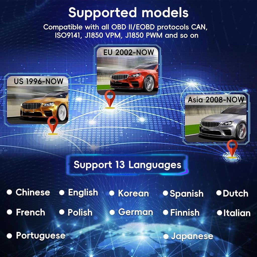 Диагностический сканер OBD2, улучшенный считыватель кодов Check Engine со сбросом OBDII/EOBD, диагностические сканеры CAN для всех транспортных средств после 1996 года