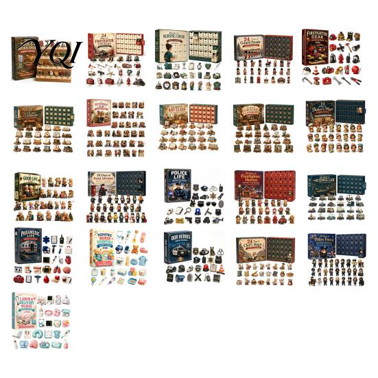 Holiday Gift for Kids 2026 Career Advent Calendar, 24-Day Countdown Box with Mini Occupation Retro Set Figures, Community Helper Ornament Set,