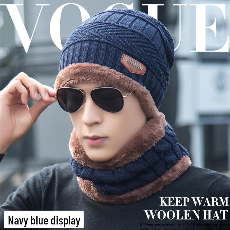 Unisex Knitted Hat, Scarf, and Velvet Mask Set with Neck Protection for Riding, Autumn/Winter Warmth