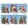 6Pcs Christmas Dog & Xmas Tree DIY Diamond Painting Card Christmas Gifts Diamond Drawing Card for Adults Holiday Friends Family