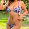 Leopard Printed Halter Scrunch Butt Bikini Women Swimwear Female Swimsuit Two-pieces Bikini Set Bather Bathing Suit Swim