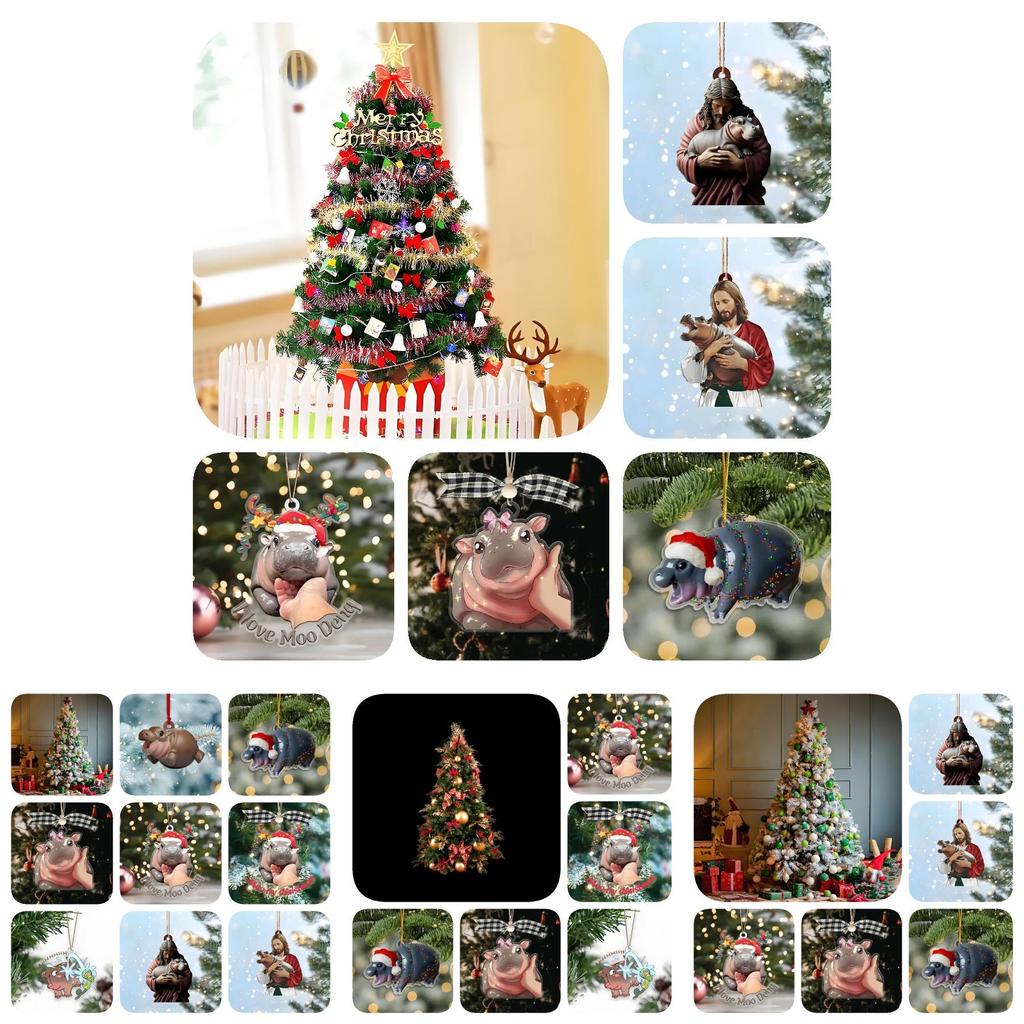 Очаровательный Бегемотик Му Му Рождественский Подарок И Милое Украшение на Елку для Праздничного Настроения