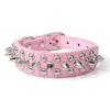 Pink, L 2.5*51cm Adjustable Leather Spiked Studded Dog Collars With A Squeak Ball Gift For Small Medium Large Pets Like Cats/pit Bull/bulldog/pugs/hus