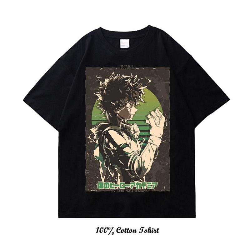 My Hero Academia Graphic Print T Shirt Vintage Harajuku Streetwear Short Sleeve Plus Size Cotton Crew Neck T Shirt Women Unisex