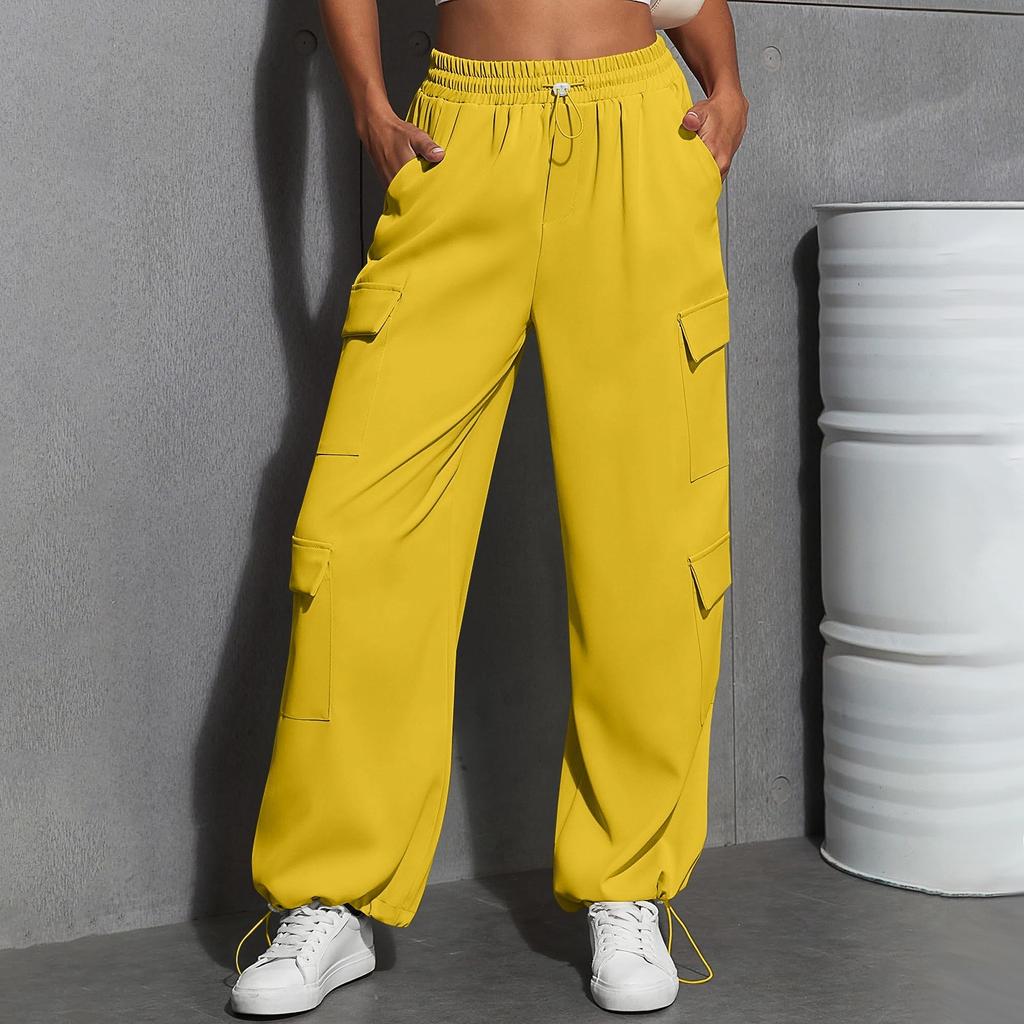 Women's Fashion Sport Solid Color Pocket Casual Sweatpants Pants