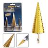Large Titanium-Plated Step Drill Set: 4-32mm, 4-20mm, 4-12mm, Triangular Handle, Straight Flute, Pagoda Hole Opener