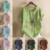 Women's Fashion Flowers Prined Short Sleeve T-shirt Loose Cotton Shirt Casual Loose Summer Blouse Tops Plus Size