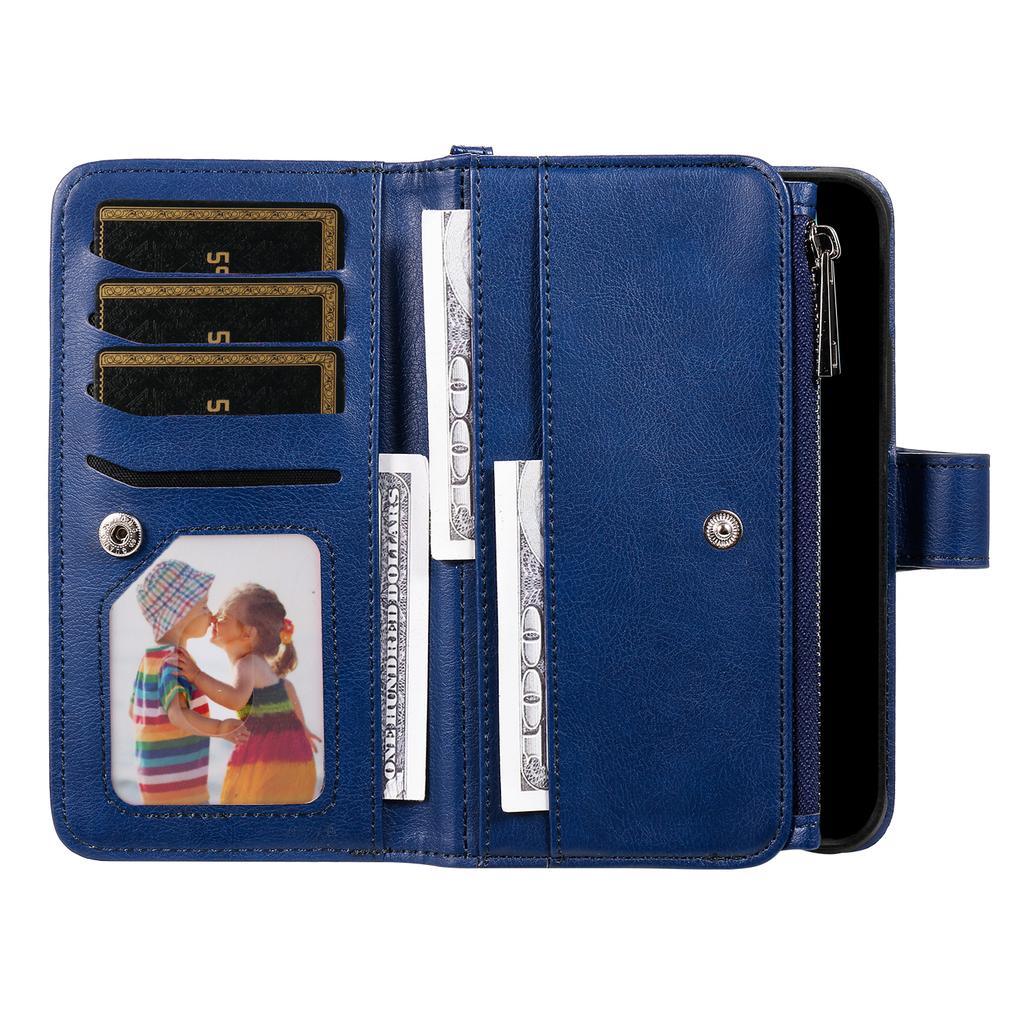 Магнитный кожаный чехол для iPhone 16 Pro, чехол для мобильного телефона со съемным кошельком на молнии и ремешком