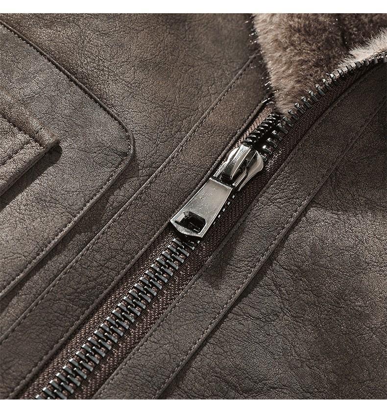 Мужская кожаная куртка с мехом и воротником большого размера - Зимняя версия