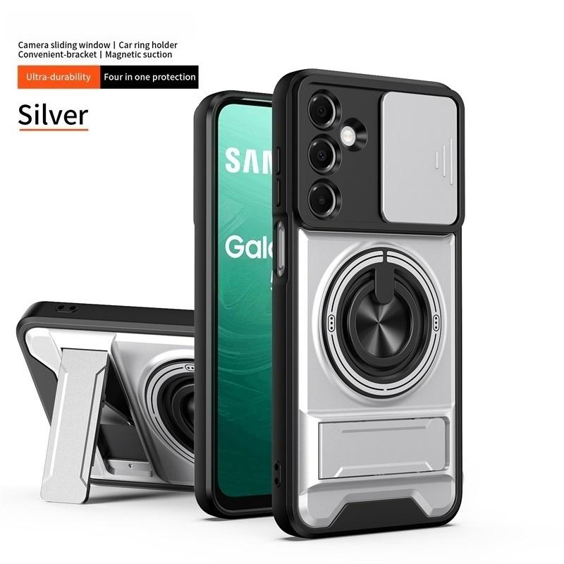 Бронированный чехол для Samsung Galaxy A37 A56 A36 A16 A26 A06 A17 A07 A55 A35 A25 A15 5G с магнитной подставкой-держателем, кольцом, защитой объектива