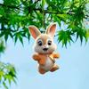 Bunny Christmas Ornaments Christmas Tree Ornaments Little Rabbit Pattern 2D Flat Acrylic Decorative Pendant Interior Rearview Mirror Hanging Ornament
