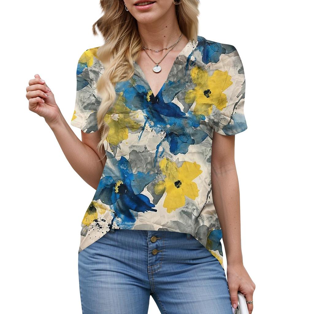 Женские рубашки, летние деловые повседневные рабочие топы с коротким рукавом, застегивающиеся на пуговицы, воротник, V-образный вырез, блузка, футболка