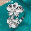 925 Sterling Silver Double Flower 7 8 9 10 Ring For Women Charm Jewelry