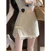 Cotton Blended Short Skirt With Sweet Bowknot Design For Casual And Date Wear