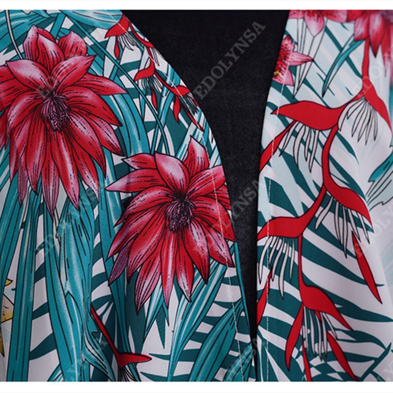 Пляжная накидка с цветочным принтом, туники для пляжа, длинный кафтан, накидка на бикини, халат de Plage, саронг, пляжный купальник, накидка Q1053