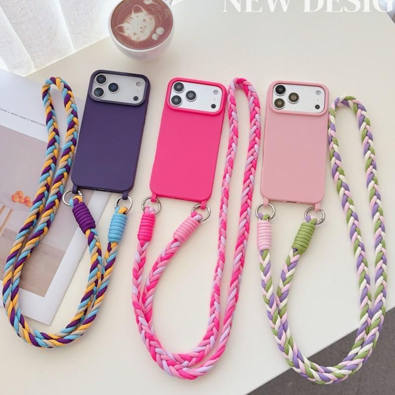 Shockproof Candy Lanyard Case For iPhone 17 16 Pro Max 14 12 11 13 15 Plus Air X XS Crossbody Neck Cord Strap Soft TPU Cover
