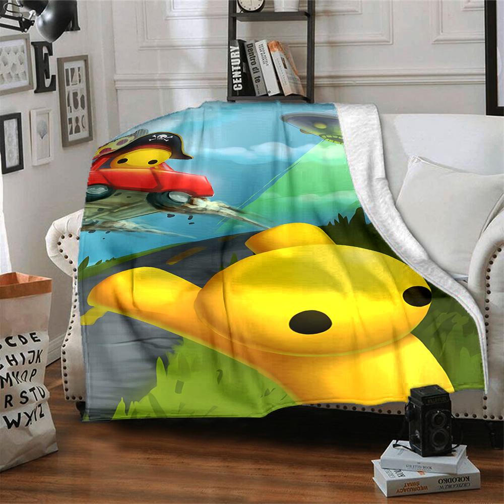 Cute Alien Abduction Adventure Flannel Blanket Super Soft Warm Cozy Blanket for Sofa Bed Office Travel All‑Season Home Decor Gift