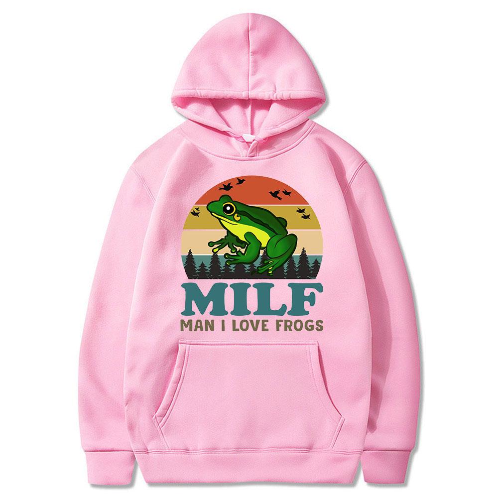 Винтажная толстовка с капюшоном для мужчин-милф «Я люблю лягушек», забавная поговорка «лягушка-амфибия», толстовка унисекс с длинными рукавами, одежда унисекс для подростков