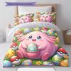 Cute Easter egg Pattern Bedding Quilt Set Quilt Cover Pillowcase Home Decoration Birthday Gift (1 * duvet cover + 2 * pillowcase, without core)