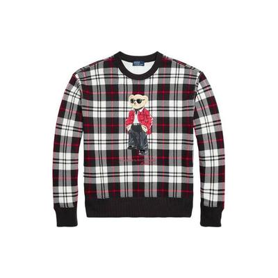 Polo FW23 клетчатый принт с медведем с круглым вырезом и длинными рукавами толстовка женская 211916113-001