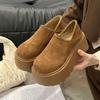 Британские ретро-кексы-лоферы 2024 года, осень-зима, новая мода, ленивые туфли с одной педалью, на толстой подошве, увеличивающие рост, из хлопка, женские