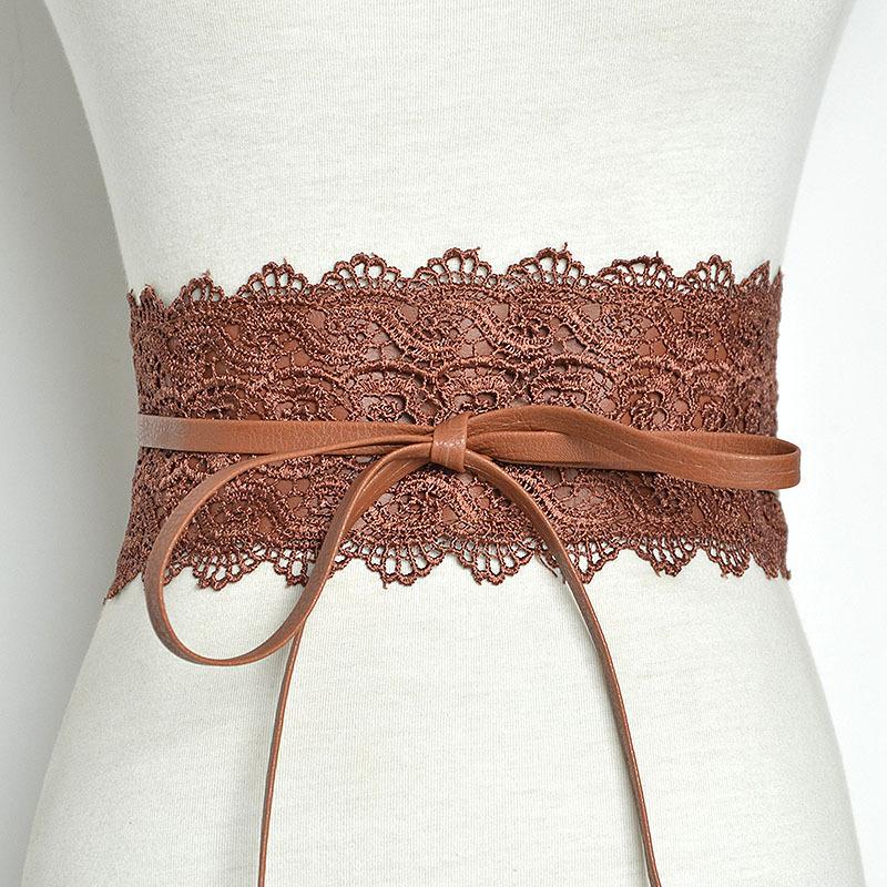 Mary European and American Ladies Multi-Color Optional Wide Waist Seal Lace Decoration Wide Belt Women's Leather