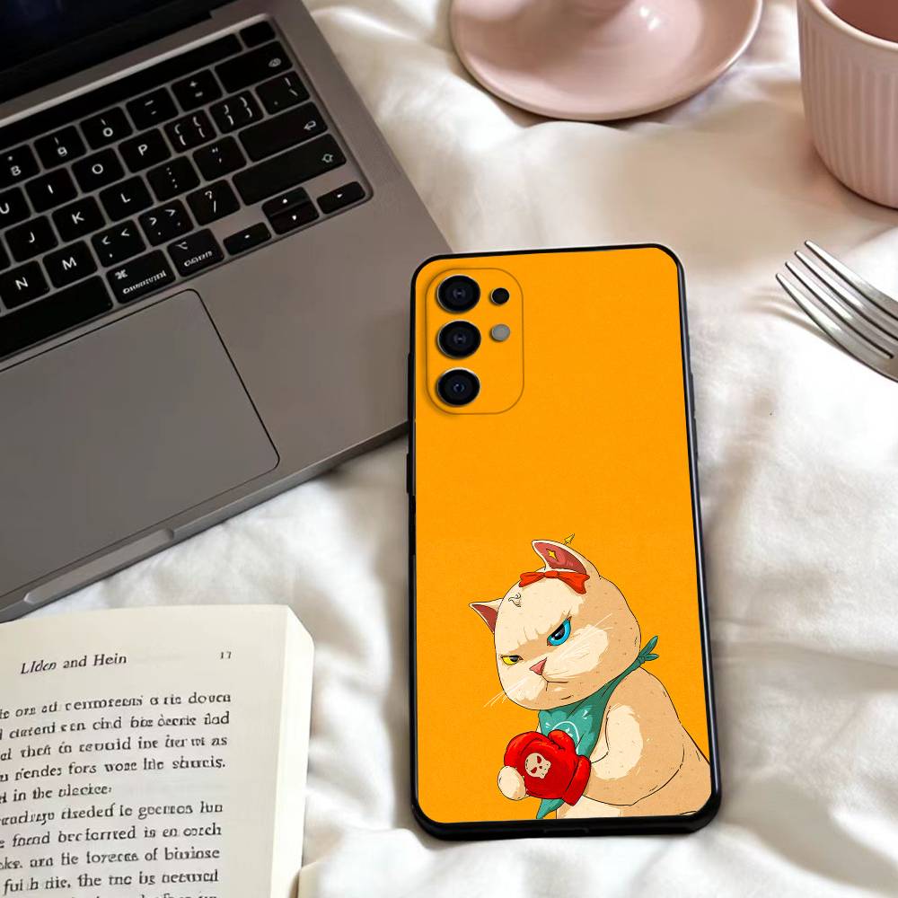 Милые узоры с парой кошек Чехол для телефона Для Samsung S25,24,23,22,30,21,10,9,Ultra,Plus,Lite,FE,4,5 G Мягкий черный чехол