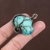 Aqua Titanium Shell Handmade Copper Wire Wrap Pendant 1.77" q9m64