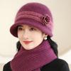 Осенне-зимняя уличная вязаная шапка из кроличьей шерсти женская толстая бархатная теплая бабушкина шапка модный стиль вязаная шапка