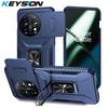 KEYSION Shockproof Case for OnePlus 11 5G Slide Push Pull Camera Lens Protection Ring Stand Phone Cover for One Plus 1+ 11 5G
