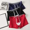 Men Boxer Underwear with Ball Support Letter Print Elastic Mid-rise Separated Pouch Moisture-Wicking Boxers