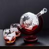 Whiskey Decanter Globe Wine Aerator Glass Sets Inside Crystal with Fine Wood Stand Liquor Decanter for Vodka Cup Bar Accessories