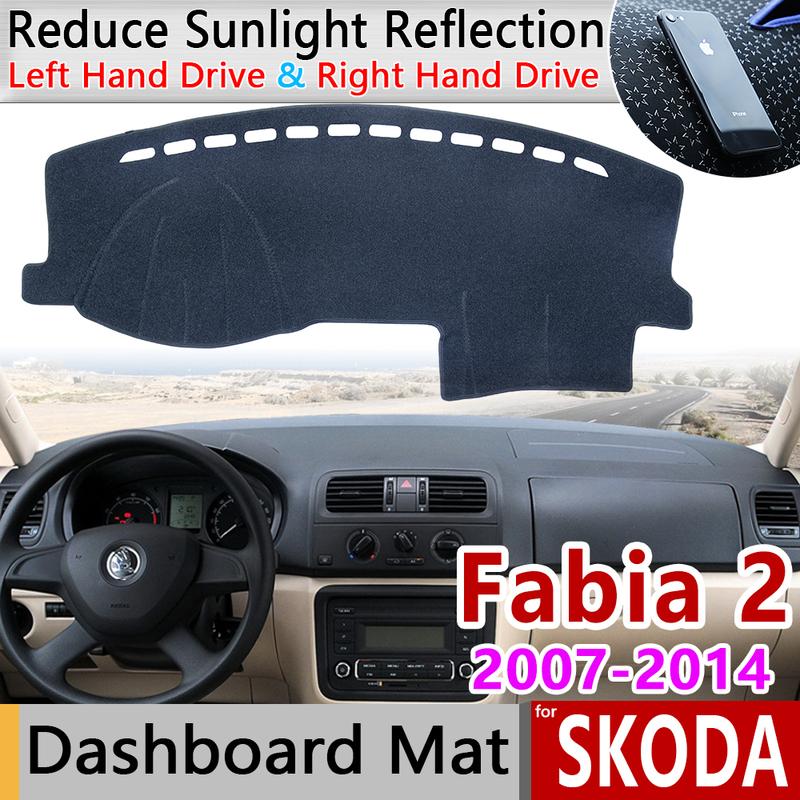 Для Skoda Fabia 2 5j 2007 2008 2009 2010 2011 2012 2013 2014 MK2 противоскользящий коврик для приборной панели, солнцезащитный козырек, аксессуары для приборной панели